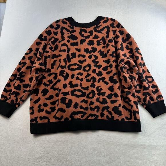 Torrid Plus 4X 4 Cardigan Zip Up Bomber Sweater Leopard Animal Print Heavy Knit - Picture 14 of 15